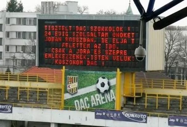 DAC stadion – 24 év után búcsú az eredményjelző táblától (videó)