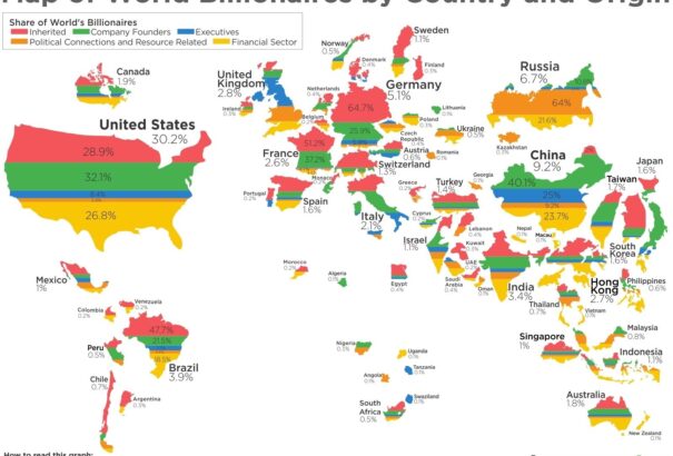 Egy térképen a világ milliárdosai