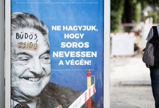 Soros György antiszemita képi ábrázolásmód használatával vádolja a magyar kormányt