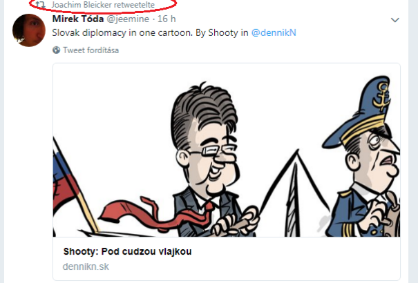 Dankoról és Lajčákról készült karikatúrát osztott meg a Twitteren a szlovákiai német nagykövet