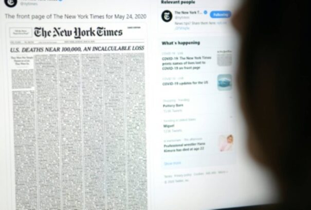 A The New York Times egysoros gyászjelentésekkel emlékezett meg a közel százezer amerikai áldozatról