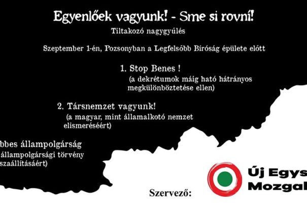 Az Új Egység Mozgalom szeptember 1-jén nagygyűlést szervez Pozsonyban – Íme, a program