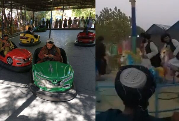 A tálib harcosok úgy szórakoznak, mint a Monty Pythonban. Dodgemeznek és trambulinon ugrálnak