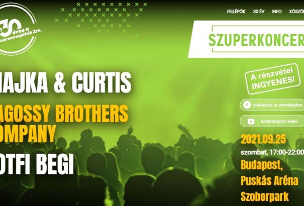 Ingyenes Szuperkoncerttel, sztárfellépőkkel ünnepel az idén 30 éves Szerencsejáték Zrt.