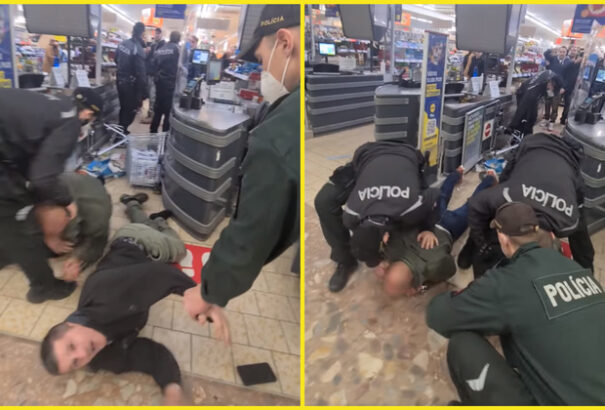 A rendőrök elvesztették a türelmüket. Keményen felléptek a maszkellenesek ellen a pöstyéni Lidlben (videó)