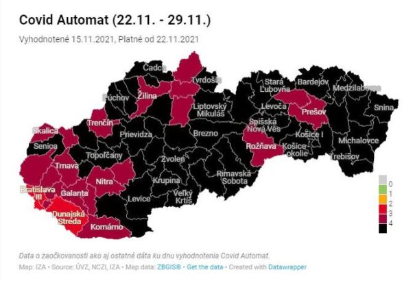 Itt az új Covid-automata: Már csak Pozsony és a Dunaszerdahelyi járás tartja magát a pirosban
