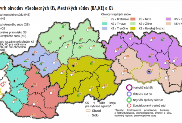 Júniustól 5 járásbíróság marad a Besztercebányai kerületben