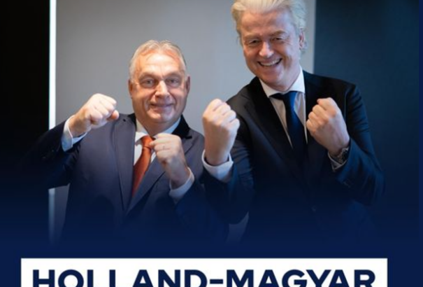 Orbán Viktor Geert Wilders társaságában várja az esti holland-magyar mérkőzést