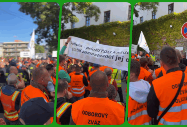 A parlament előtt tiltakoznak a szlovák rendőrök és tűzoltók, a belügyminiszter nem érti miért